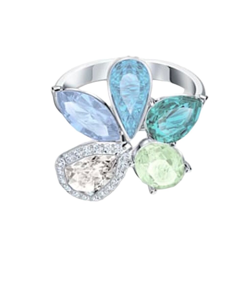 Swarovski Sunny Ring, Light multi-colored, Rhodium plated Size EUR 55 / 7 USA